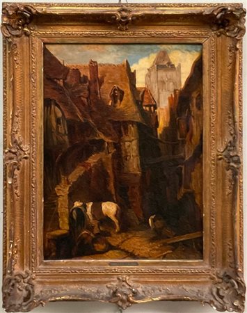 Ignoto del XIX secolo 

"Strada normanna" 
olio su tela (cm 46,5x34,5)
Reca fir