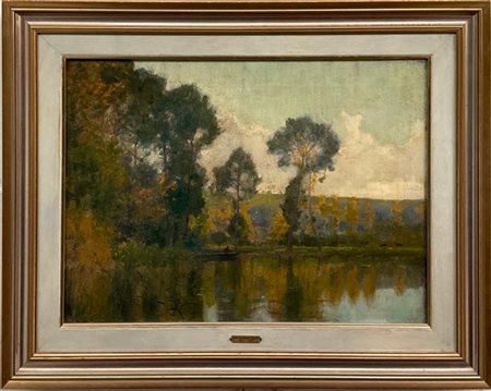 Alfred East "Paesaggi fluviali" coppia di dipinti ad olio su tela (cm 40x55)
Uno