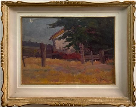 Ernst Curjel "Altes Spanisches "Adobe"", olio su cartone pressato (cm 30x40) Fir