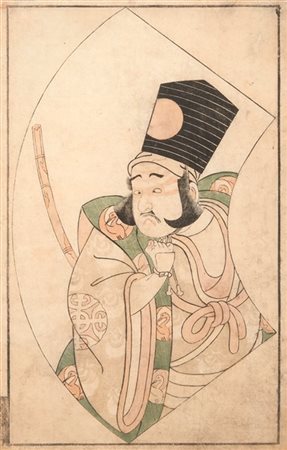 Una tavola originale di Buncho (?-1791) dallopera E-hon butai ogi ("Libro illu