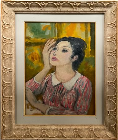 Mario Labò "Figura", olio su tela (cm 40x30) Firmato in basso a sinistra. Al ret