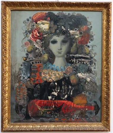 Jean Calogero "Figura femminile" olio su tela (cm 73x60) Firmato in basso a sini