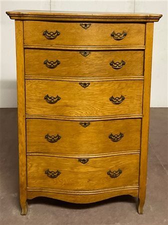 Cassettiera di forma mossa a cinque cassetti (cm 83x120x49) (difetti)