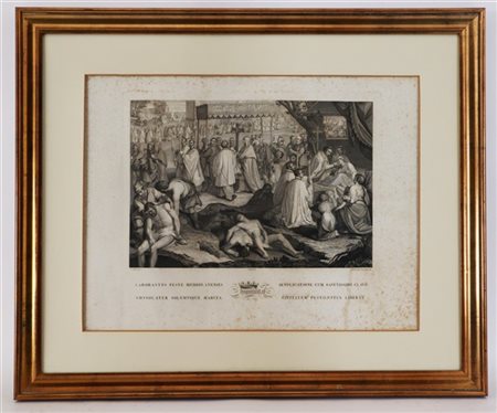 Lotto di quattro stampe di soggetto e misure differenti (difetti)