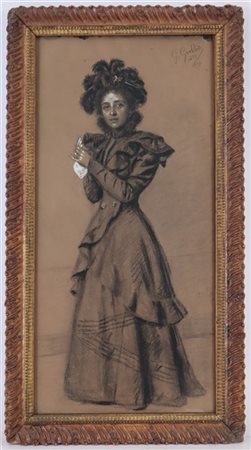 Giuseppe Giobbio "Ritratto di dama" 1899
carboncino e gessetto su carta applicat