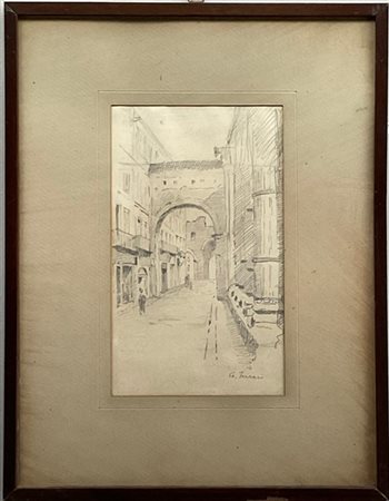 Arturo Ferrari "Colonne di San Lorenzo" 
matita su carta (cm 21,5x13)
Firmato in