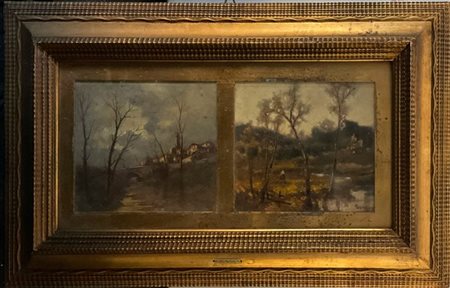 Lorenzo Gignous Dittico composto da due olii su tela appllicati su compensato ra