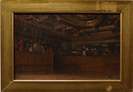 Ignoto del XIX secolo, "Interno di Palazzo Ducale di Venezia" olio su tela (cm