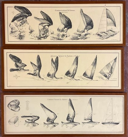 Jean Oliver Herome. Lotto di tre riproduzioni monocrome raffiguranti "la nascit