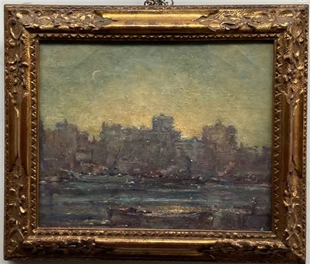 Giulio Cisari "Porto" 
olio su cartone telato (cm 30x30)
Firmato in basso destra