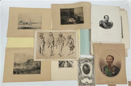 Lotto composto da due cartelle contenenti numerose stampe di soggetto, epoca e