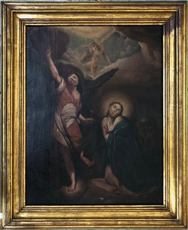 Scuola del secolo XVIII, Cristo confortato da un angelo, olio su tela (cm 72x55