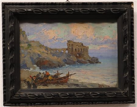 Luca Albino "Torre Normanna a Maiori" olio su compensato (cm 19x25) Firmato in basso