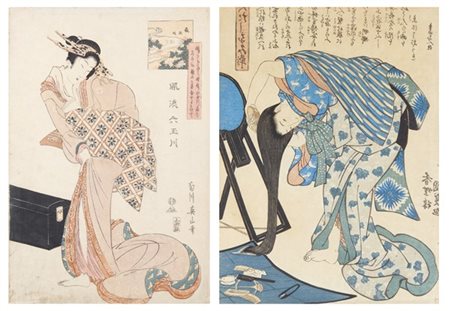 Lotto composto da due xilografie in formato oban