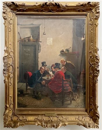 Ignoto del XIX secolo

"Carbonari" 
olio su tavola (cm 43,5x37)
Firmato in bass