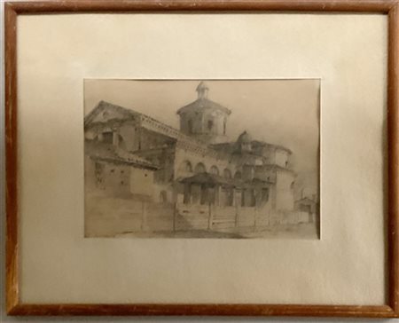 Arturo Ferrari "San Vittore al Corpo" matita su carta (cm 17,5x26)Firmato in basso