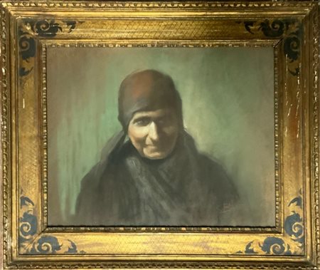 Ignoto della seconda metà XIX secolo, "Contadina" pastelli colorati su carta ap