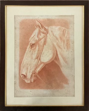 Lotto composto da tre stampe ed un'opera moderna raffiguranti cavalli ed un mul