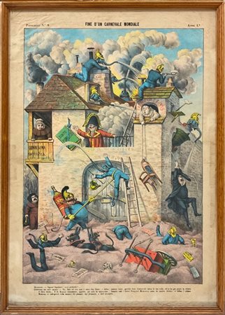 Pagina illustrata del periodico satirico "Pappagallo" n°8 dell'anno 1°. "Fine d