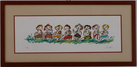 Lotto composto da una litografia a colori di Luzzati (cm 17x50) firmata e numer