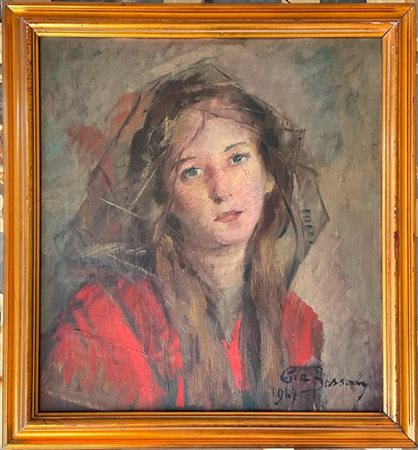 Lucia Bassani "Ritratto femminile" 1947 olio su compensato (cm 50x45,5) Firmato