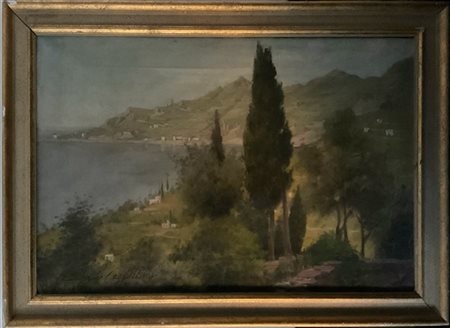 Gianfranco Campestrini "Scorcio lacustre" olio su tela (cm. 60x89) Firmato in ba