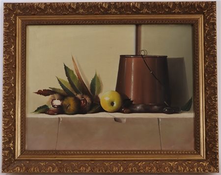 Lotto di tre dipinti del XX secolo ad olio di diversi supporti, soggetti e misu