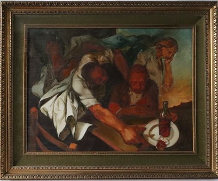 Eugenio Cannistrà (Attr.) "Rinascita dell'uomo" 1972, olio su tela ( cm 60x80)
I