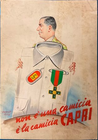 Bozzetto pubblicitario delle camicie Capri a tecnica mista su cartoncino firmat