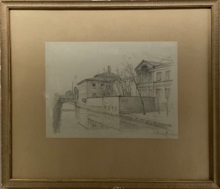 Arturo Ferrari "Naviglio" 
matita su carta (cm 23,5x32,5)
Firmato in basso a des