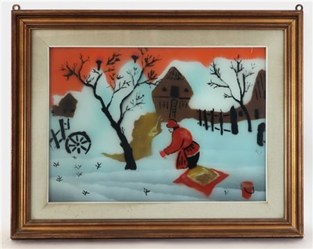 Boros "Paseaggio invernale", tecnica mista su plexiglass (cm 49x68) firmata inci