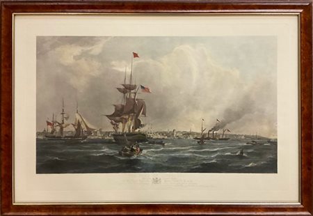 Da J. Carter - "il porto di Liverpool", litografia a colori (cm 64x98) in corni