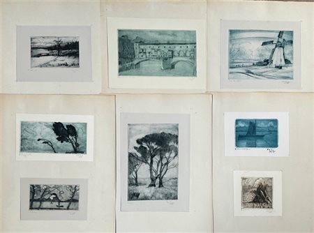 V. De Luigi Lotto composto da sedici acqueforti raffiguranti paesaggi di misure