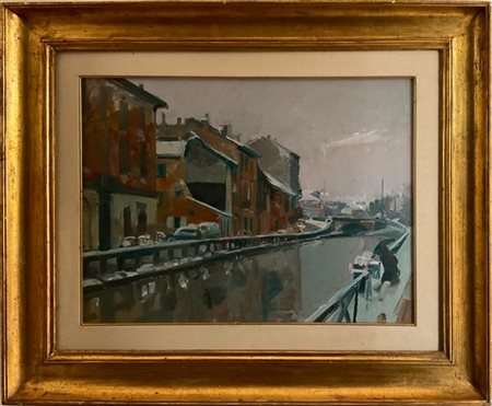 Giancarlo Perelli Cippo "Ripa ticinese" 1977
olio su tavola
cm 53x73
firmato, da