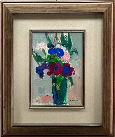 Gino Moro "Fiori" 1970, olio su tela (cm 20x30) firmato in basso a destra, auten