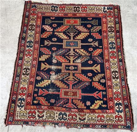 Tappeto Hamadan, Persia, fine secolo XIX. Decoro geometrico in sequenza policro