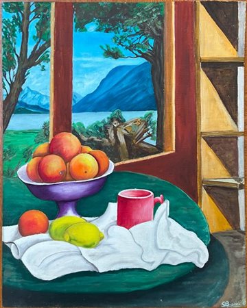 Gino Bacci due oli su cartone telato di soggetto e misure diverse (cm 55x44 e cm