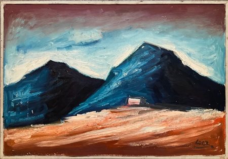 Renato Bertoloni "Paesaggio" olio su tavola (cm 50x75) firmato in basso a destra