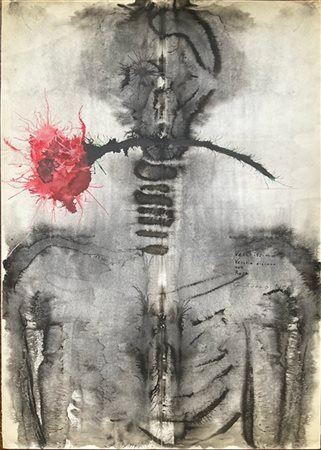 Lotto composto da due disegni ad acquerello su carta di soggetto e misure diver