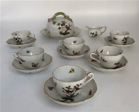 Manifattura di Herend-Hungary. Lotto composto da set da caffè con sei tazze e p