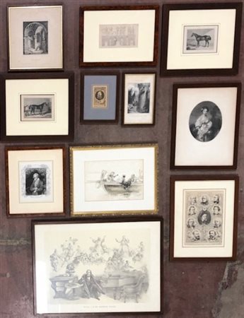 Lotto composto da undici diverse incisioni su carta di varie epoche e soggetti.