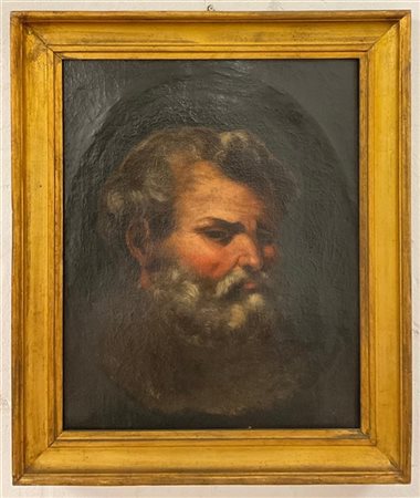 Ignoto, antico dipinto a olio su tela raffigurante testa virile (cm 57x45,5) In
