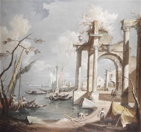 Seguace di Guardi, XIX secolo, Capriccio veneziano