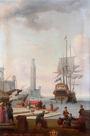 Anonimo del XIX secolo, Veduta del porto di Genova