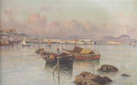 Giuseppe Carelli 1858-1921, attribuito a, Marina con pescatori