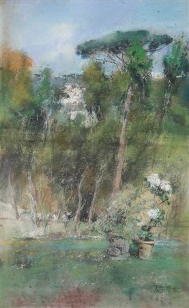 Giuseppe Casciaro 1863-1941, Giardino con sfondo di una villa