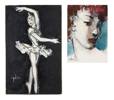 GOLIA (Eugenio Colmo) Torino 1885 - 1967 "Applauso" 1961 "Chioma fulva" 46x28...