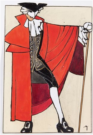 GOLIA (Eugenio Colmo) Torino 1885 - 1967 "Florindo" 1954 35x23,5 tempera su...