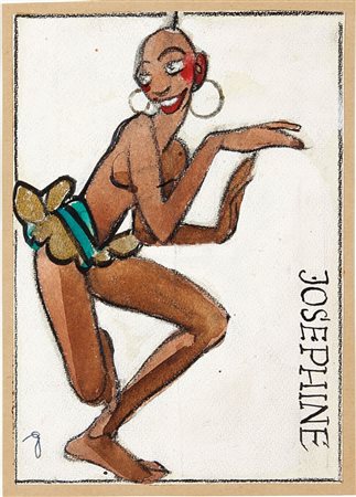 GOLIA (Eugenio Colmo) Torino 1885 - 1967 "Josephine" 1952 21x15 tecnica mista...