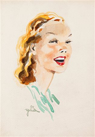 GOLIA (Eugenio Colmo) Torino 1885 - 1967 "La buona notizia" 1948 29x20...